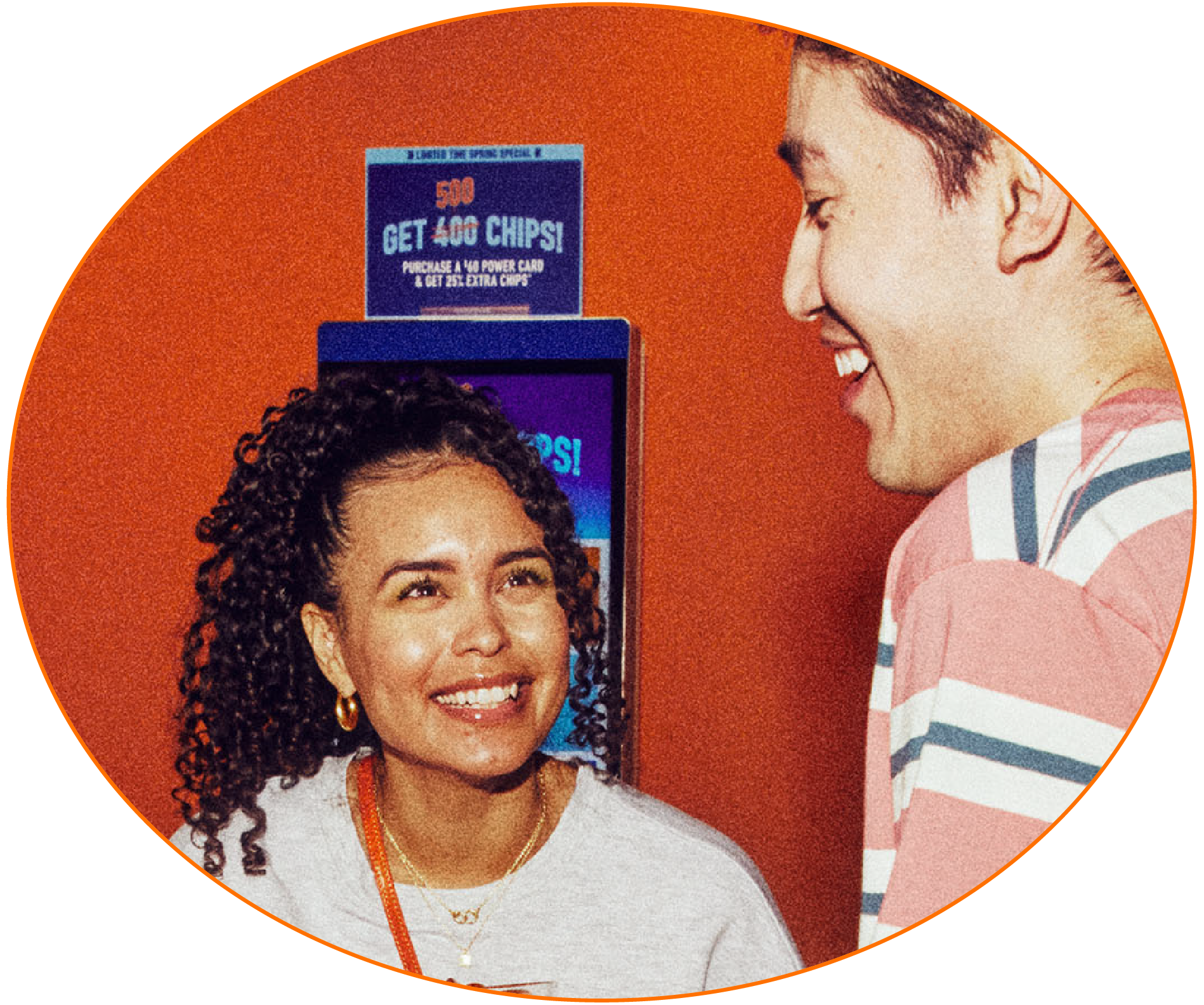 woman and man laughing