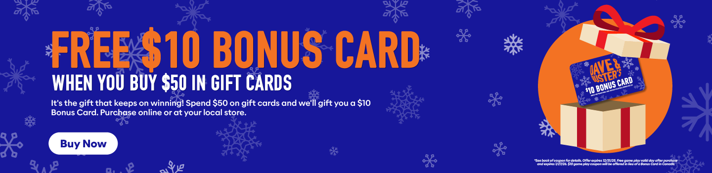 Free $10 Bonus Card with Purchase of $50 in Gift Cards