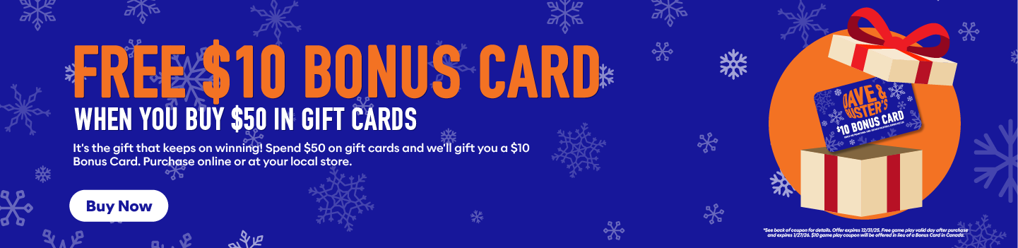 Free $10 Bonus Card with Purchase of $50 in Gift Cards