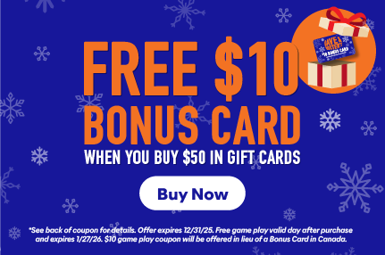 Free $10 Bonus Card with Purchase of $50 in Gift Cards