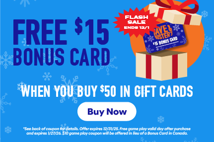 Free $10 Bonus Card with Purchase of $50 in Gift Cards