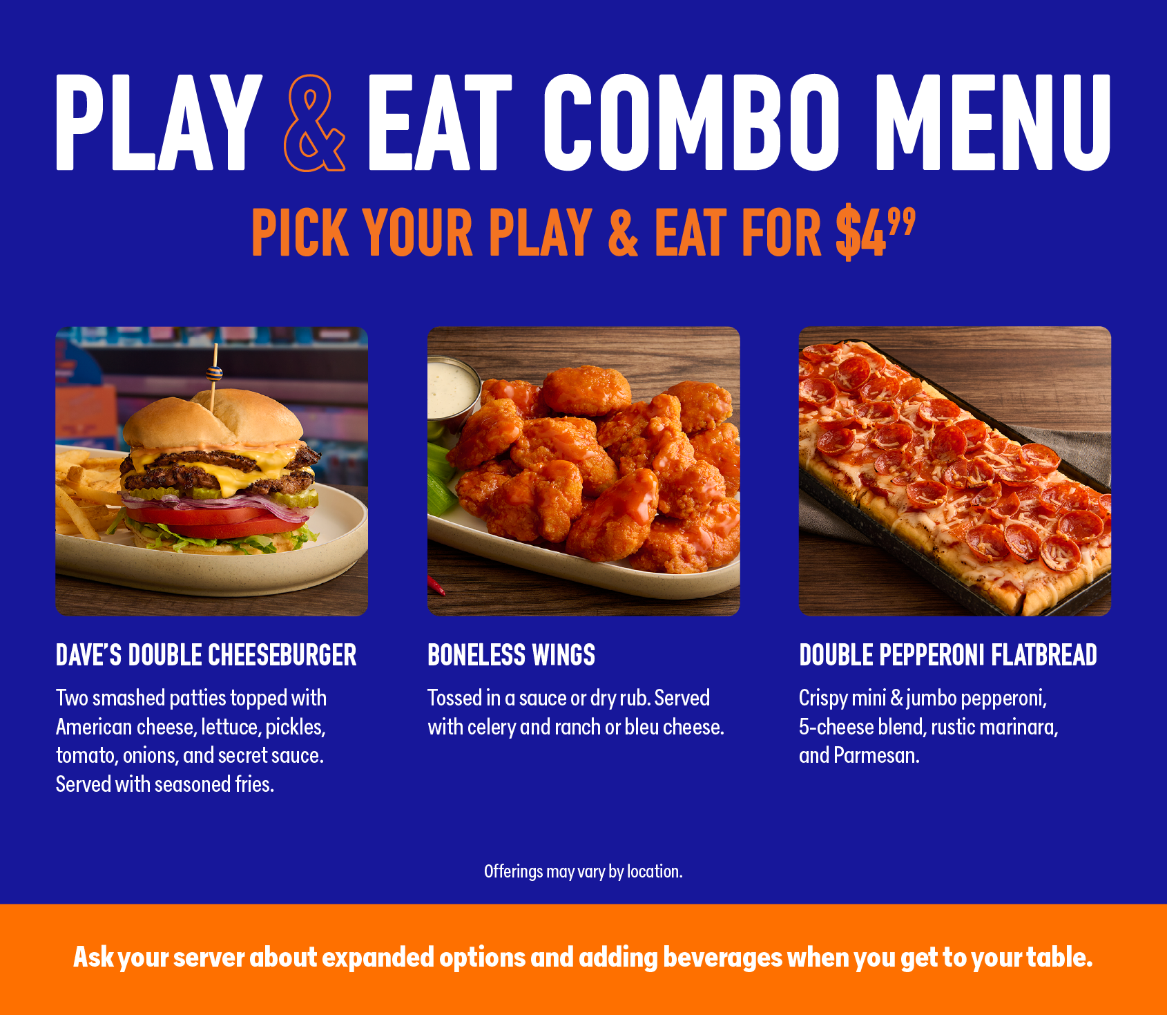 Play & Eat Combo Menu